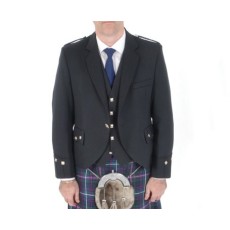 Argyll/Day Jacket and Separate Vest, Black Barathea